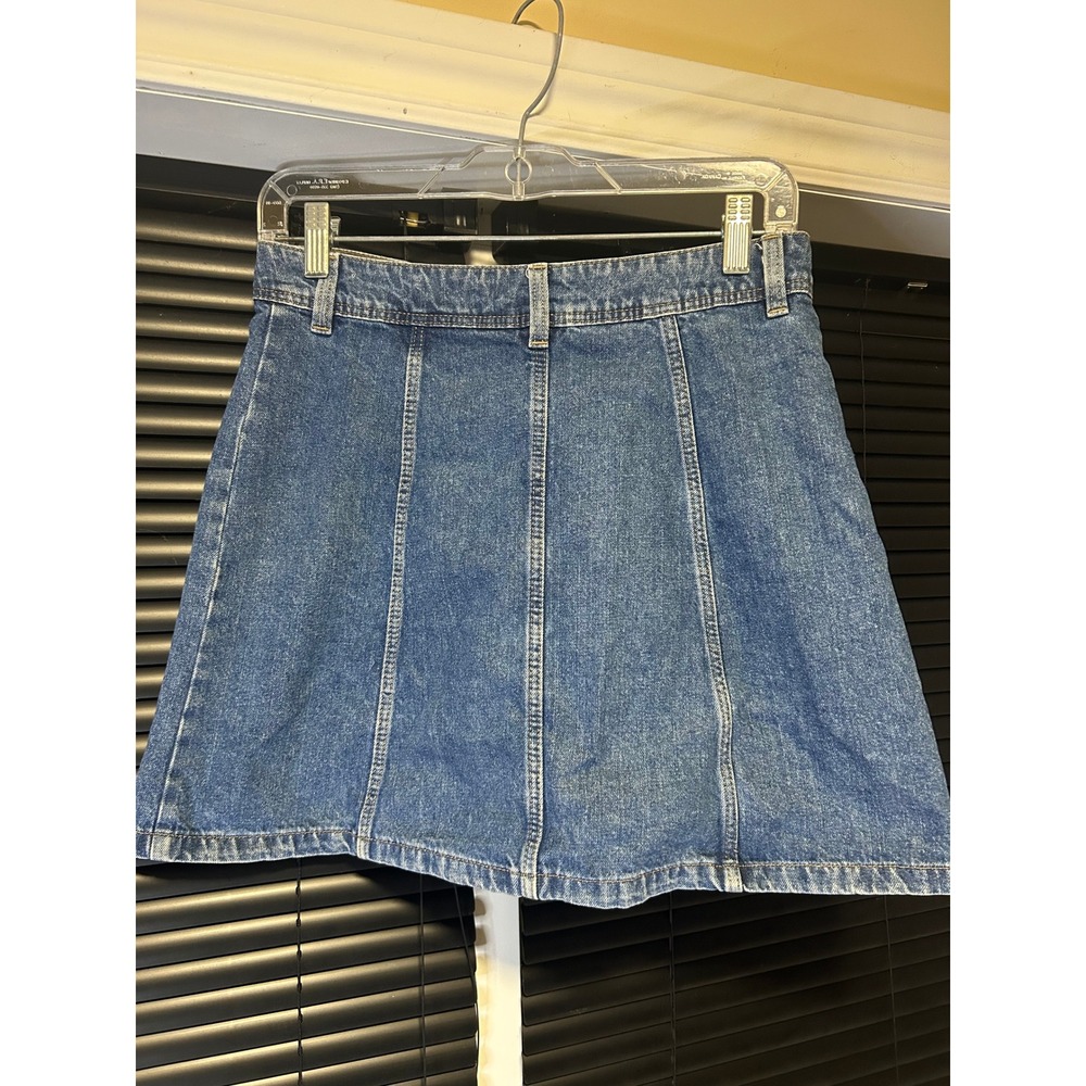 H&M Divided Denim Skirt Womens 4 Blue Button Front A-Line Mini Casual Classic